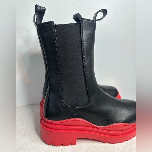 🆕 NWT Azalea Wang “Ghosted” Chunky Platform Boots – Black/Red Size 10 - Picture 6 of 12